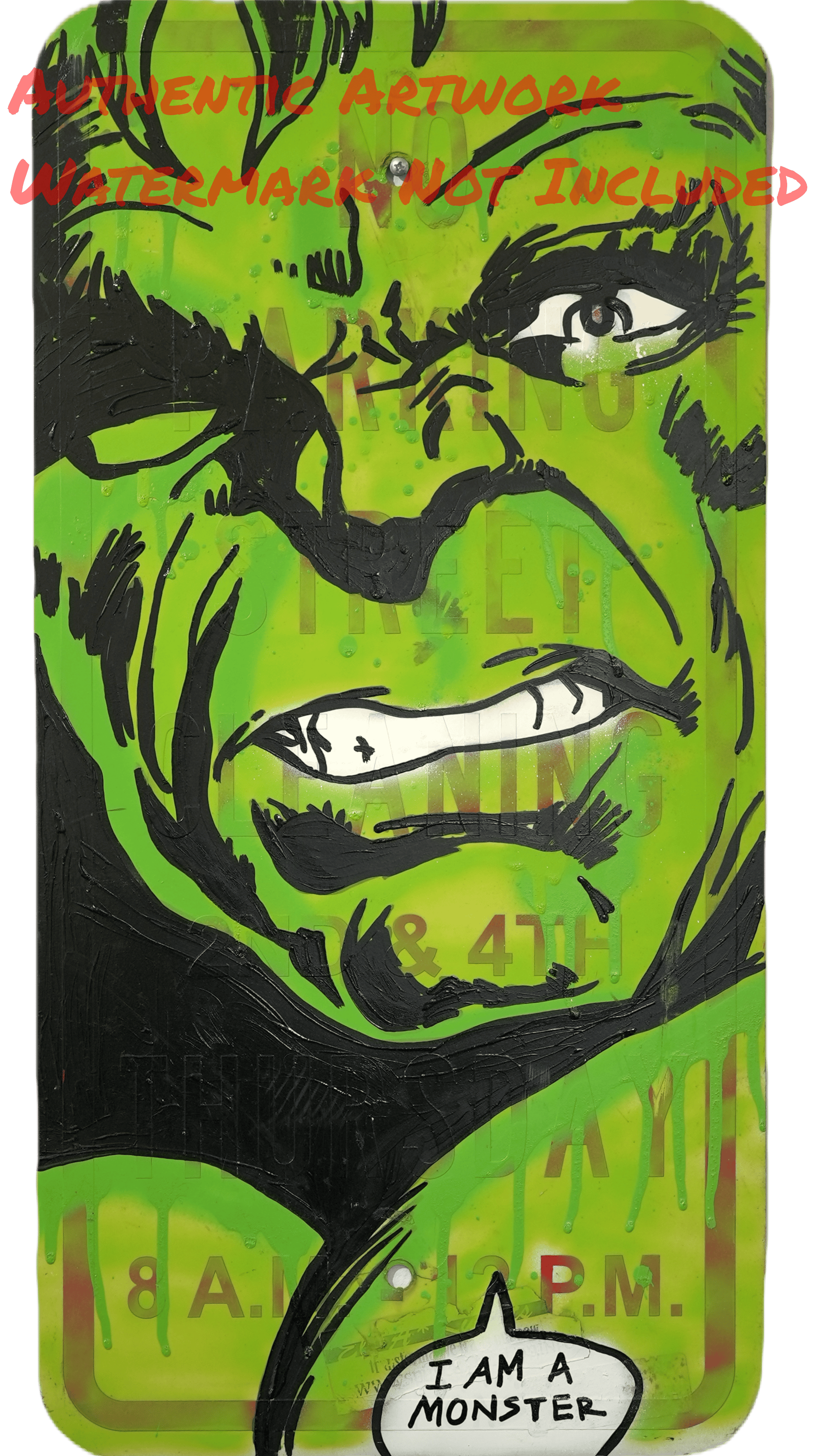 Hulk "Not Who I Wanted to Be – Hulk's Inner Conflict on a Street Sign Painting"