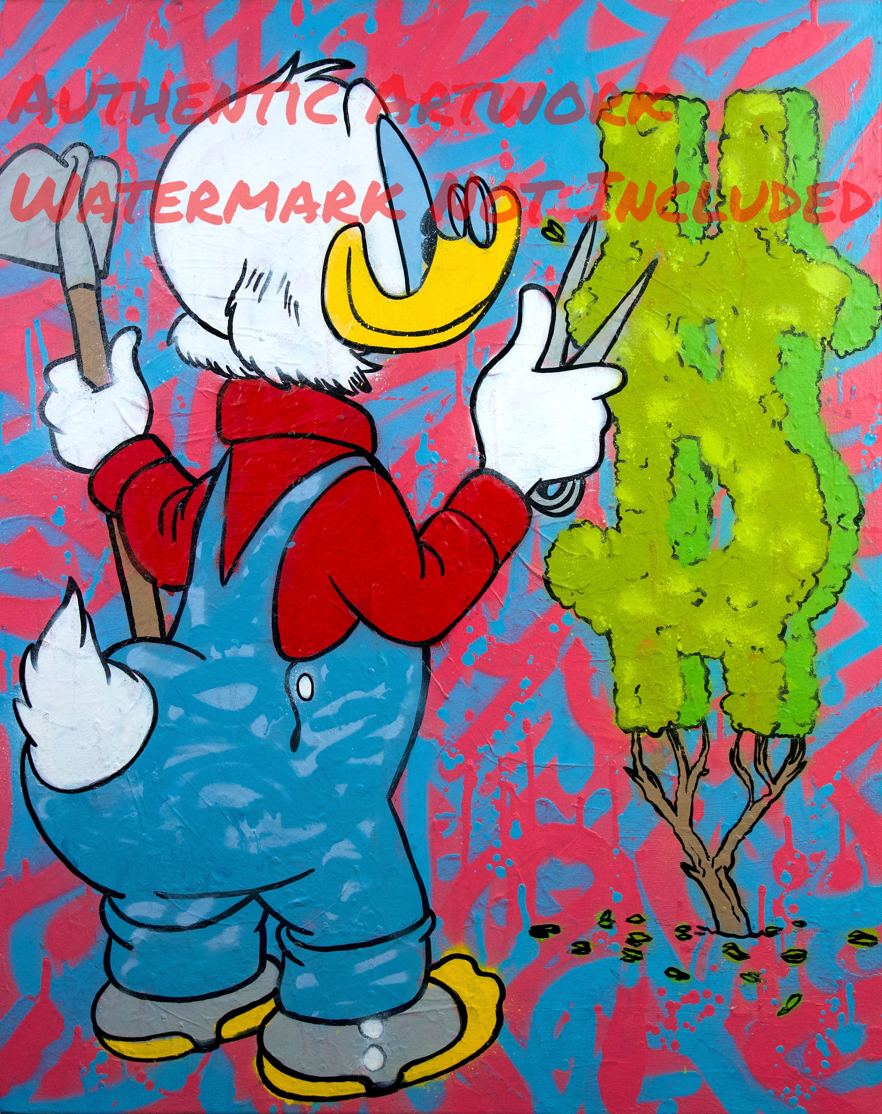 Scrooge McDuck "Trimming the dollar tree"
