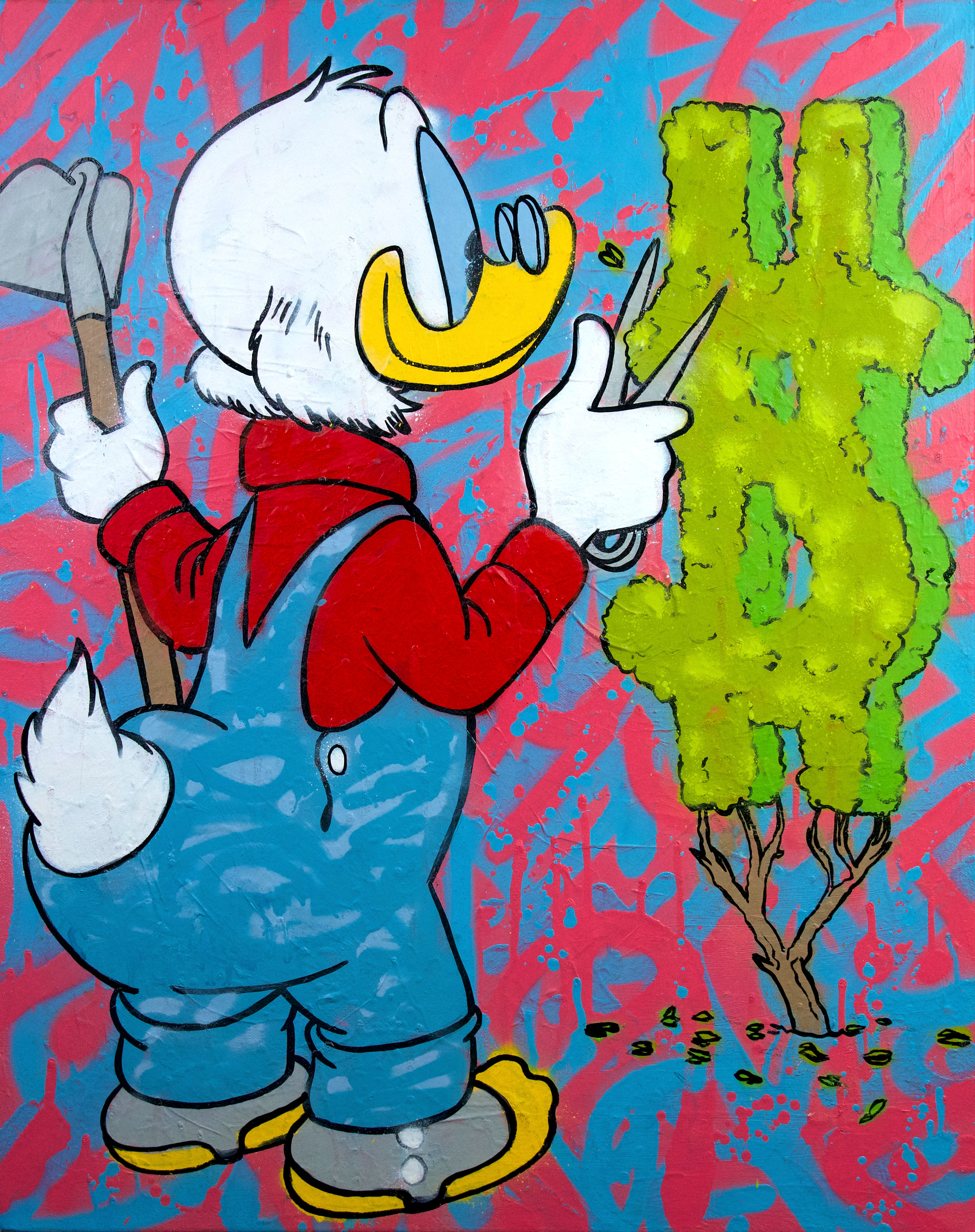 Scrooge McDuck "Trimming the dollar tree"